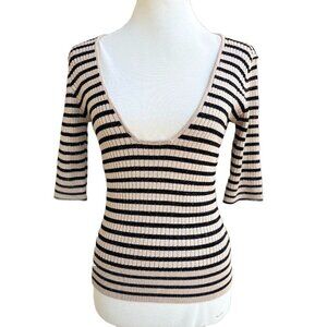 Nasty Gal Womens Beige Black Striped Next To You Knit Top $68